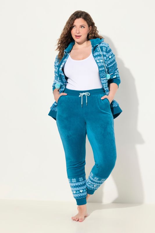 Pantalon d'intérieur en polaire, motif norvégien et taille élastique, matière recyclée