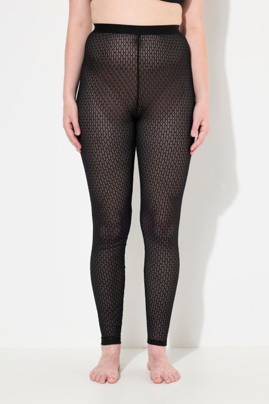 Legging, dentelle motif diamant, matière légèrement transparente