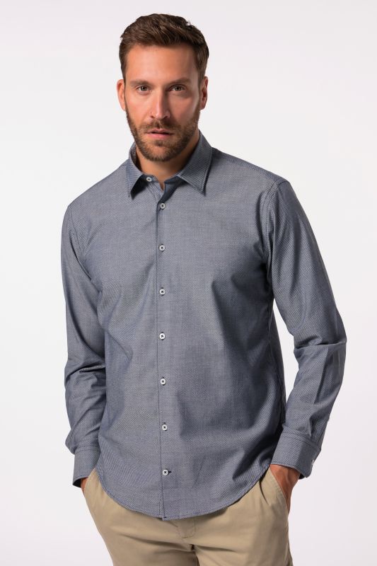 Chemise de ville, manches longues, imprimé minimaliste, col Kent, coupe Modern Fit - jusqu'au 8&nbsp;XL