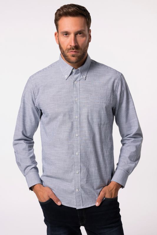 Chemise Oxford rayée à manches longues et col à pointes boutonnées. Coupe Modern Fit - jusqu'au 8 XL