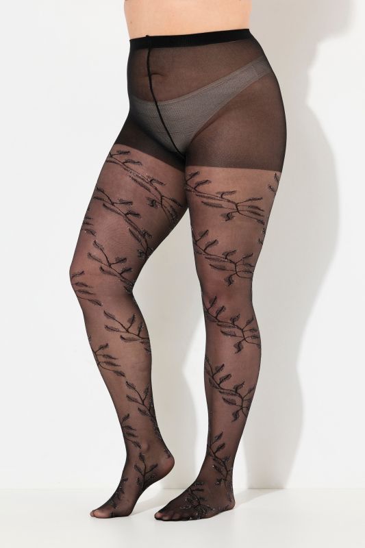 Collants avec feuilles brodées