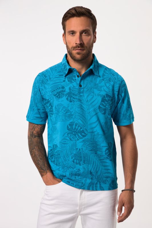 Polo à manches courtes. Maille piquée et imprimé floral. Jusqu'au 8XL