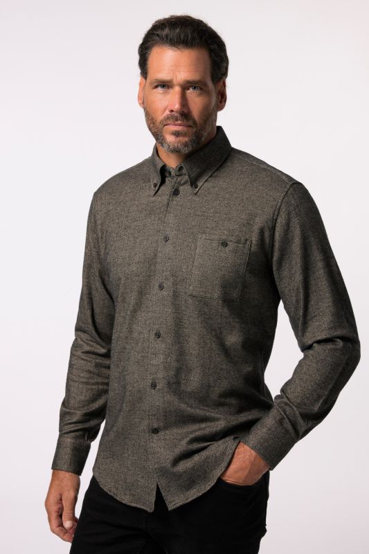 Chemise JP 1880 à manches longues, motif à chevrons Herringbone, col à pointes boutonnées, coupe Modern Fit - jusqu'au 8&nbsp;XL