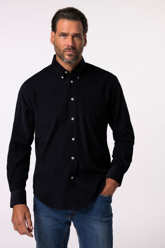 Chemise en velours côtelé JP 1880, manches longues, col à pointes boutonnées, coupe Modern Fit - jusqu'au 8&nbsp;XL