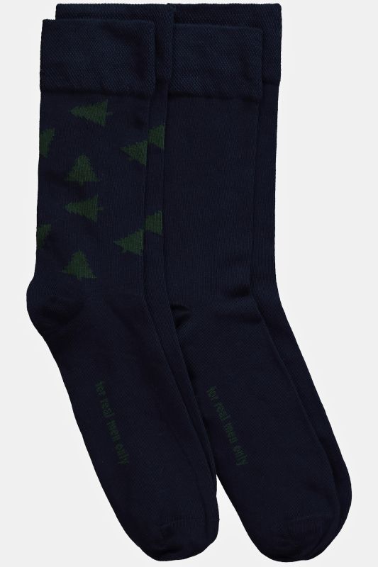 Chaussettes de Noël , lot de deux, 1 x motif sapin, 1 x uni, finition bord-côte large