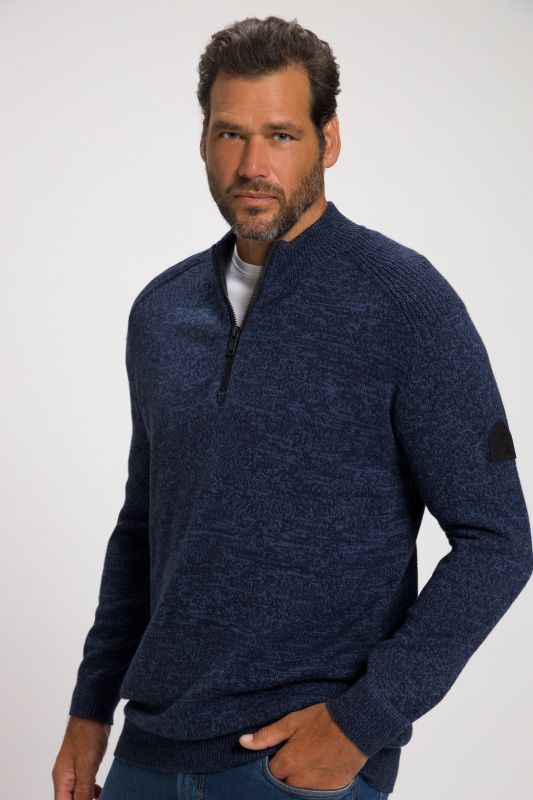 Pull camionneur, maille, col droit, zip