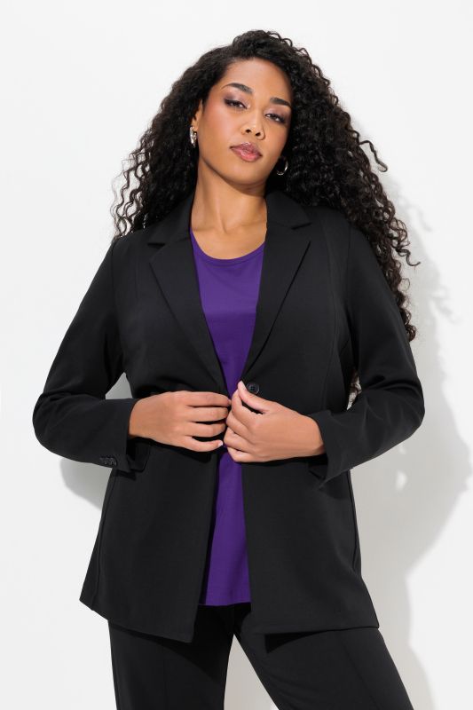 Blazer en jersey stretch, ligne en A et col à revers