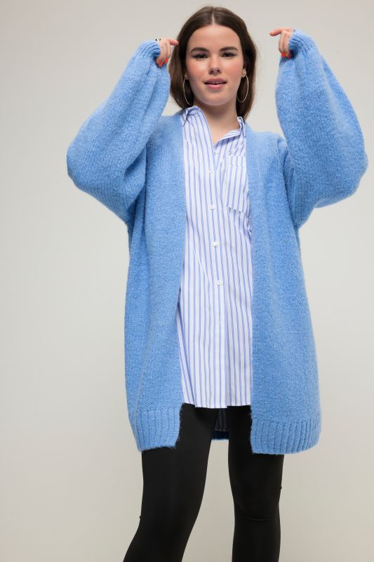 Cardigan long oversized à manches longues, coupe ouverte