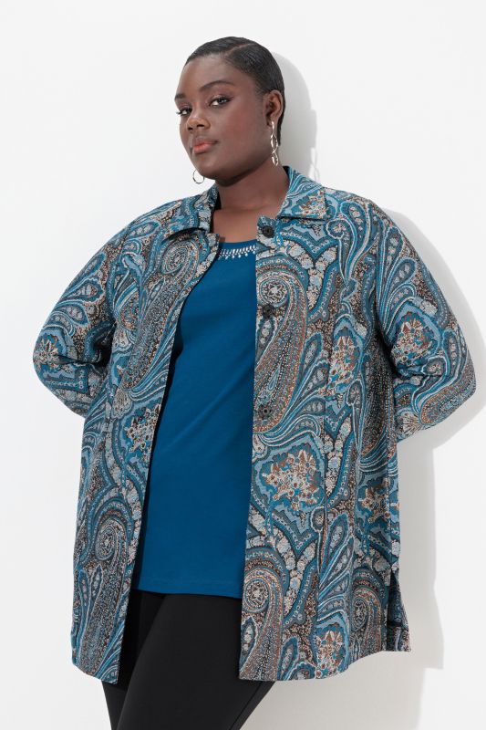 Veste jacquard à col chemise, effet métallisé