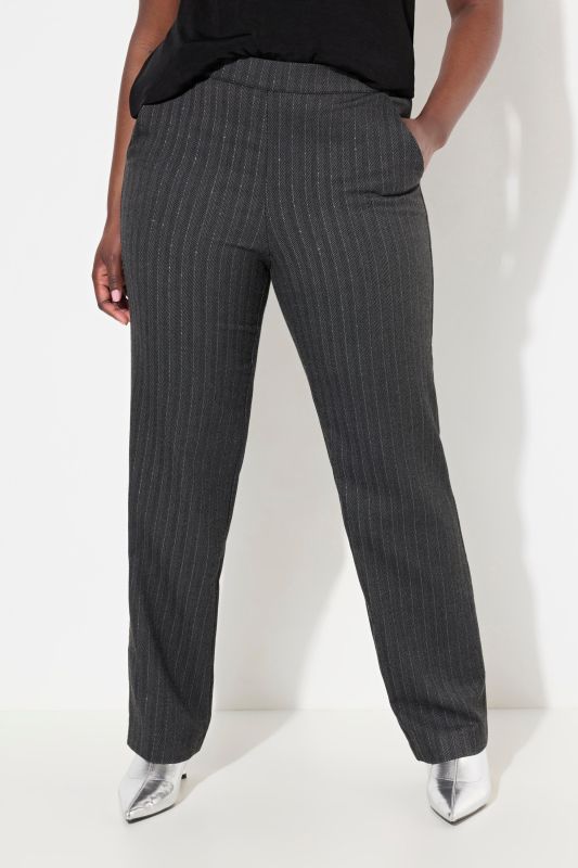 Pantalon, jambes larges et ceinture confortable, motif à chevrons