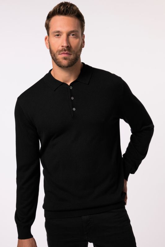 Polo JP 1880 en maille FLEXNAMIC®, manches longues, Merino-Touch - jusqu'au 7&nbsp;XL