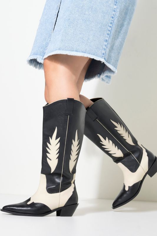 Bottes de cowboy en cuir véritable, esprit Western