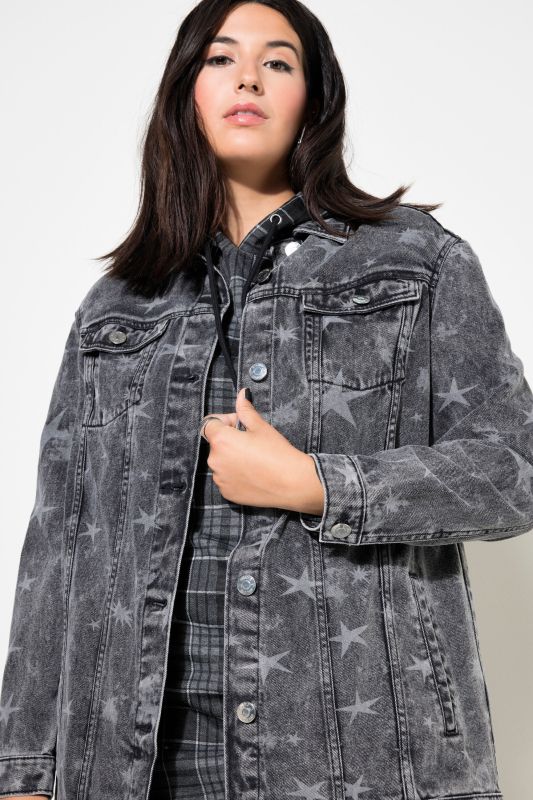 Veste en jean oversize, imprimé étoiles