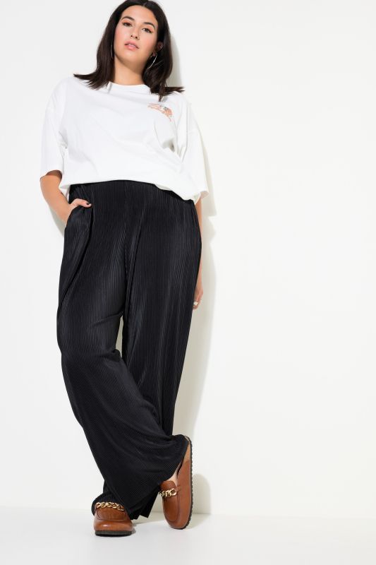 Pantalon plissé, taille haute, coupe Wide Legs, imprimé léopard