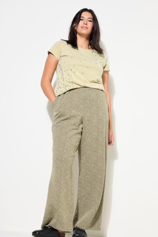 Pantalon coupe Wide Legs, chevrons, taille élastique