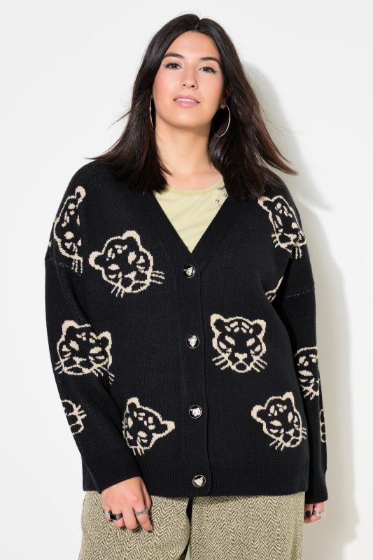 Cardigan oversize, têtes de lion