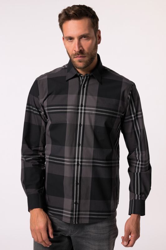 Chemise à carreaux JP 1880, manches longues et col Kent, coupe Modern Fit - jusqu'au 8&nbsp;XL