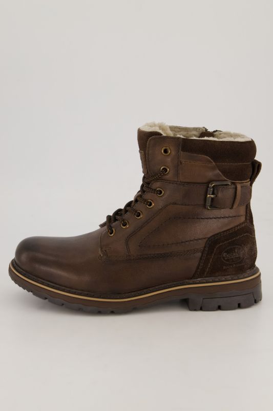 Boots Dockers en cuir véritable., doublure bien chaude, lacets et fermeture zippée