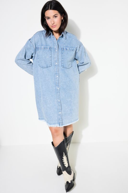 Robe en jean oversize, ourlet effiloché