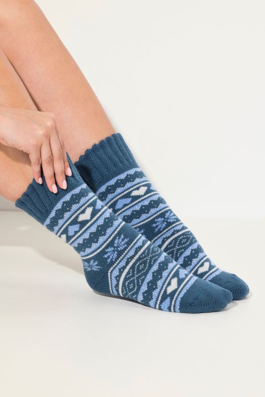 Chaussettes cocooning, motif norvégien, bords dentelés