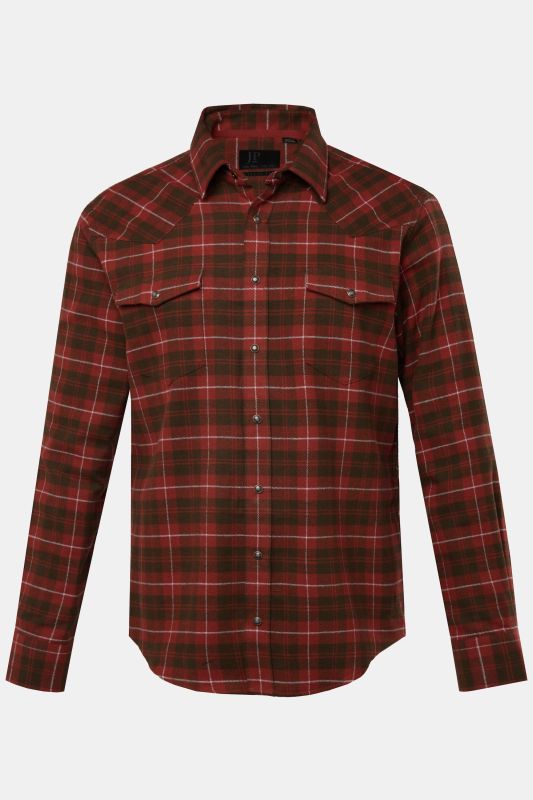 Chemise en flanelle JP 1880 à carreaux. Col Kent. Coupe Modern Fit – jusqu'au 8&nbsp;XL