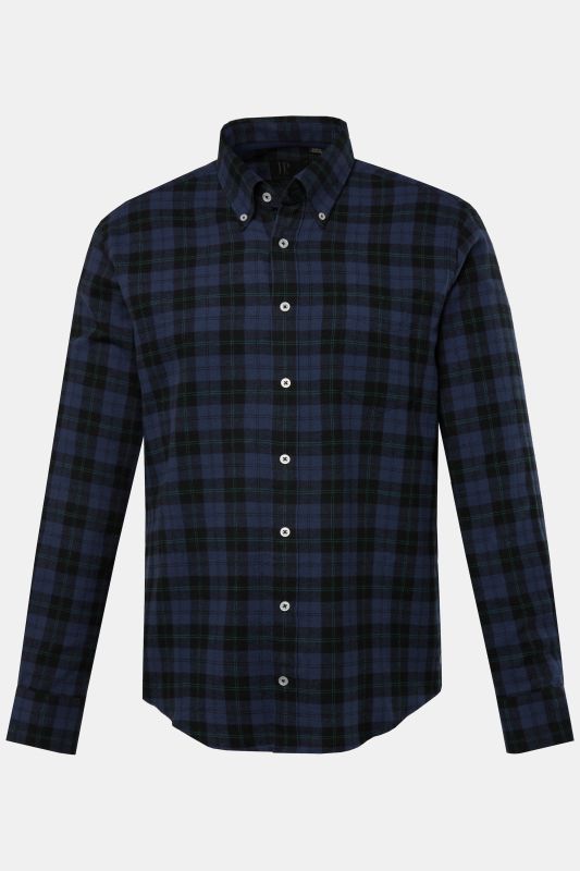 Chemise en flanelle JP 1880 à carreaux. Col à pointes boutonnées. Coupe Modern Fit – jusqu'au 8&nbsp;XL