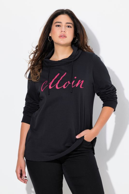 Sweat-shirt col montant et manches longues. Imprimé « salut ».