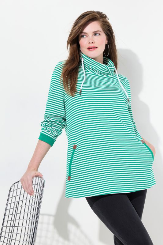 Sweat-shirt à rayures, coupe Classic Fit, col montant et manches longues