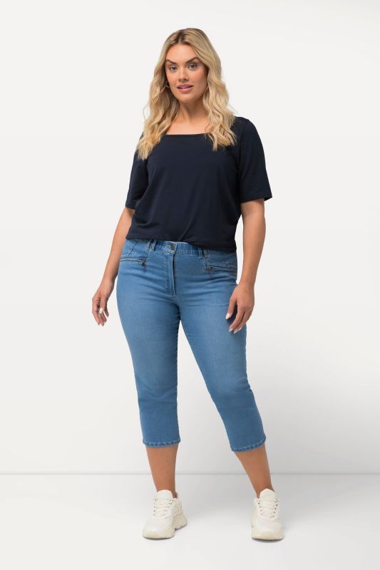 Jean Mony 7/8, taille élastique, poches zippées