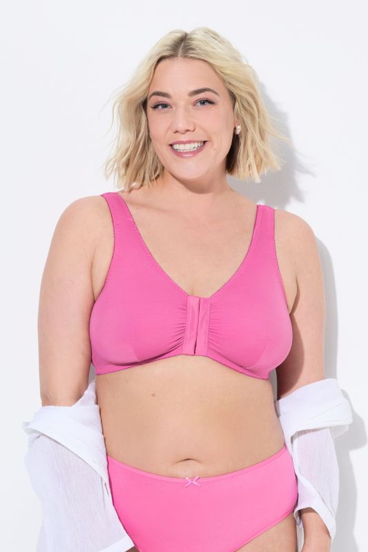 Brassières en microfibre, lot de 3. Fermeture sur le devant.