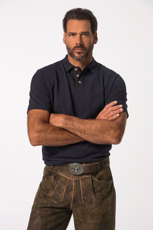 Polo JP1880 à manches courtes. Maille piquée. Inspiration costume bavarois. Broderie typique - jusqu'au 8 XL