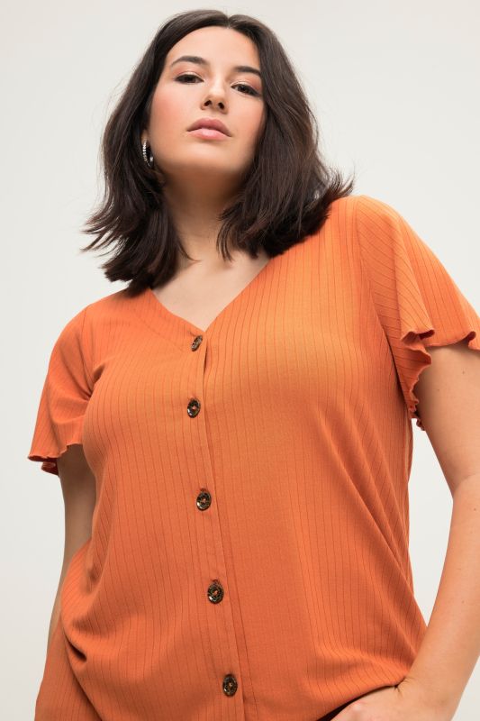 T-shirt coupe Classic Shape à col V et manches courtes papillon