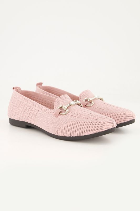 Ballerines en maille, chaînette fantaisie, semelle de propreté amovible - largeur H