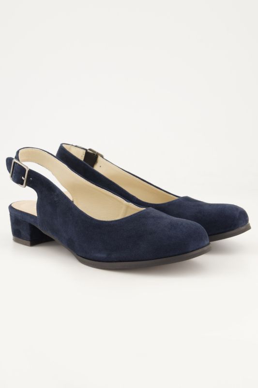 Slingbacks en cuir suédé, boucle sur le côté - largeur H