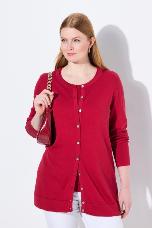 Cardigan twinset en coton Pima, col rond et manches longues
