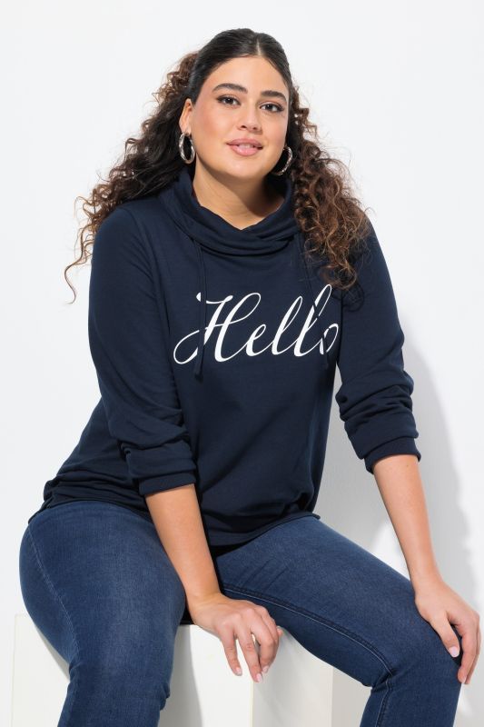 Sweat-shirt, coupe Classic Fit, message HELLO, col montant