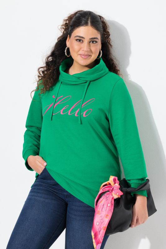 Sweat-shirt, coupe Classic Fit, message HELLO, col montant