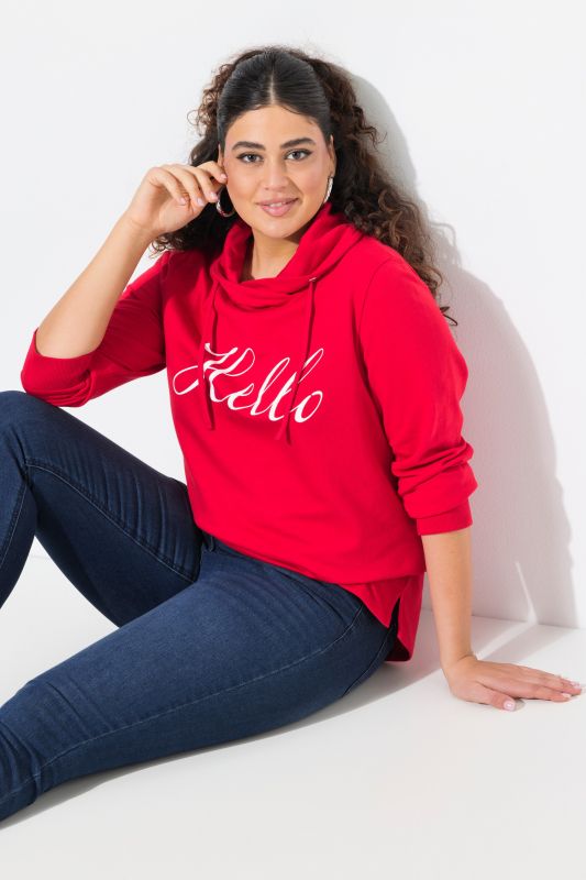 Sweat-shirt, coupe Classic Fit, message HELLO, col montant