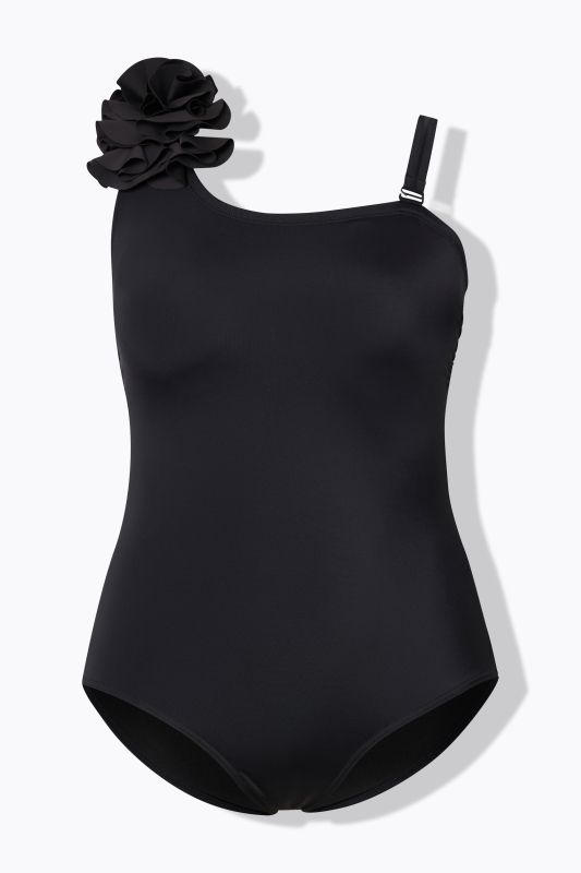 Maillot de bain avec bonnets souples, volants, bretelle gauche amovible, matière recyclée