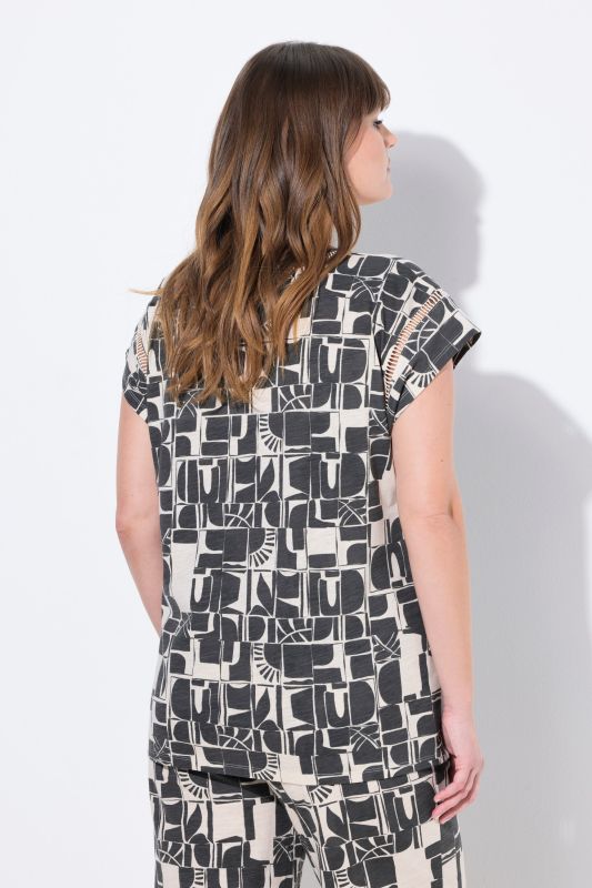 T-shirt, soleil, col en V, manches courtes, coton bio