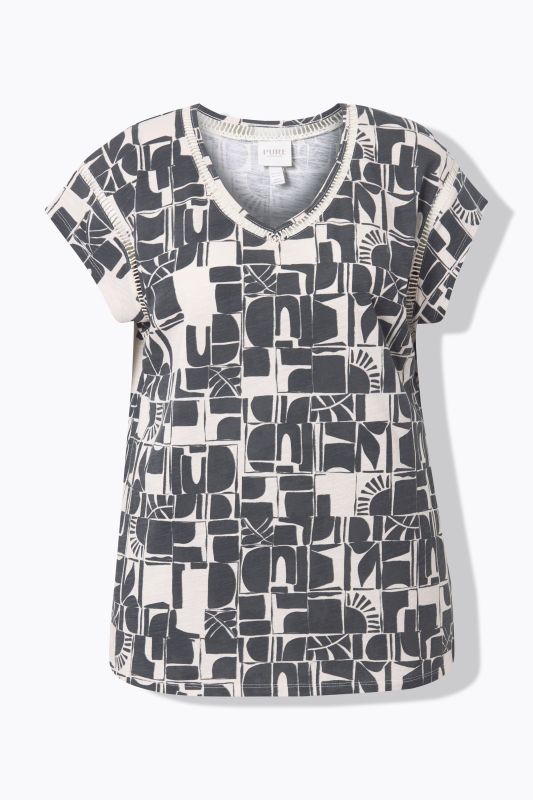 T-shirt, soleil, col en V, manches courtes, coton bio