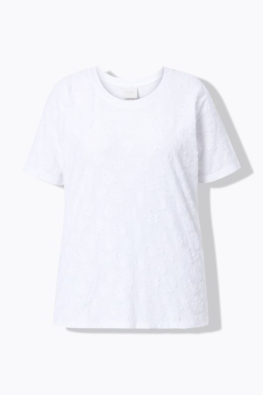 T-shirt, structure 3D, col rond, manches courtes, coton bio
