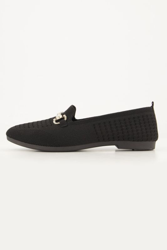 Ballerines en maille, chaînette fantaisie, semelle de propreté amovible - largeur H