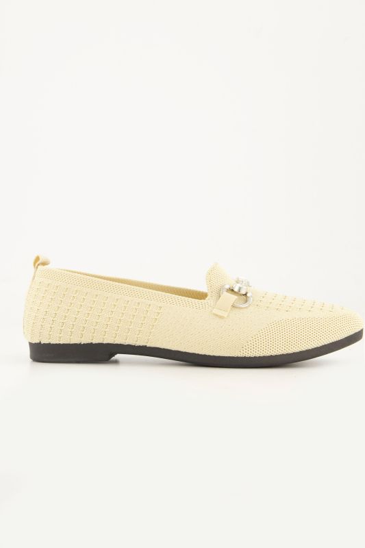 Ballerines en maille, chaînette fantaisie, semelle de propreté amovible - largeur H