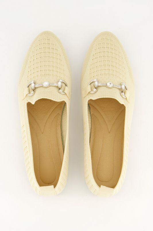 Ballerines en maille, chaînette fantaisie, semelle de propreté amovible - largeur H