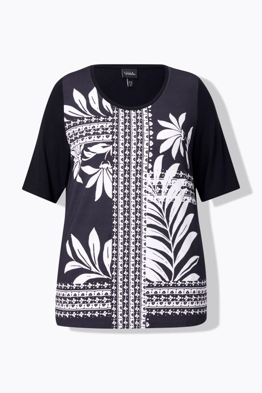 T-shirt en satin sur le devant, col rond et manches courtes, coupe Classic