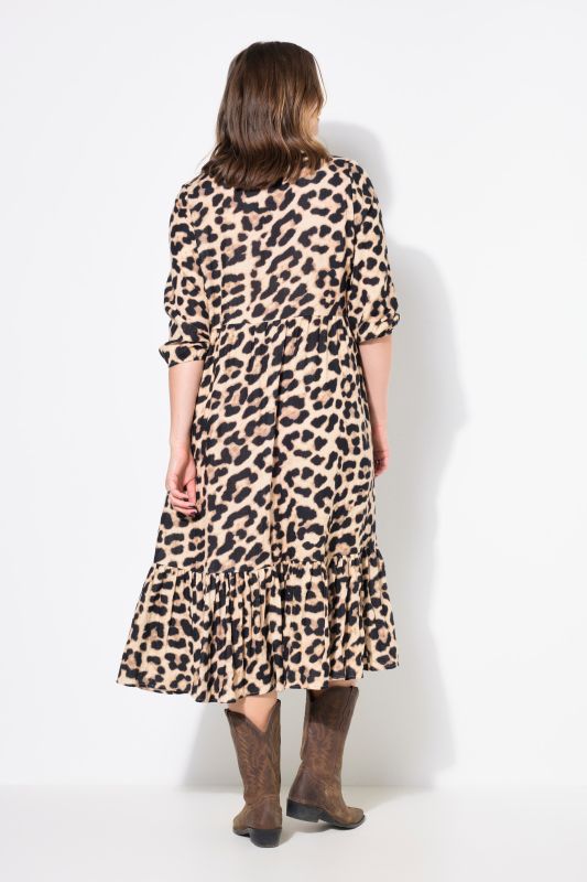 Robe maxi en mousseline, imprimé léopard, coupe évasée
