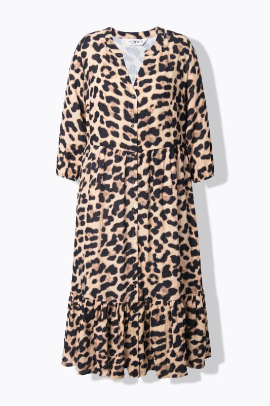 Robe maxi en mousseline, imprimé léopard, coupe évasée