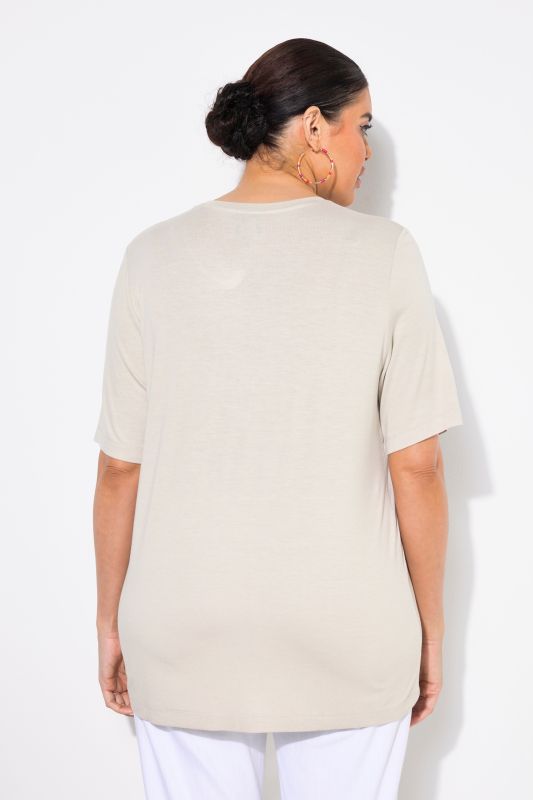 T-shirt message avec rivets, décolleté rond et manches courtes