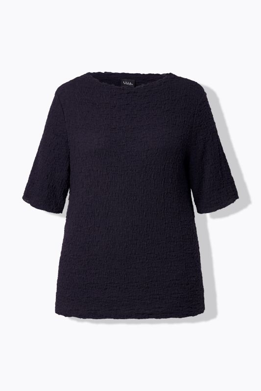 T-shirt texturé, col rond et manches courtes, coupe Regular
